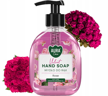 AURA Care Mydło Do Rąk Nawilżające Róża 300 ml Z Dozownikiem AHS-001-001