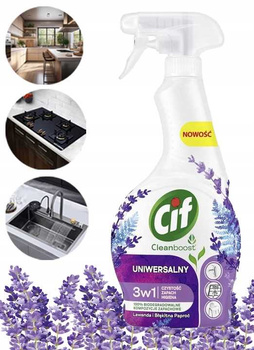 CIF Cleanboost Univerzálny čistiaci sprej 3 v 1 s levanduľou a modrou papradinou 500 ml